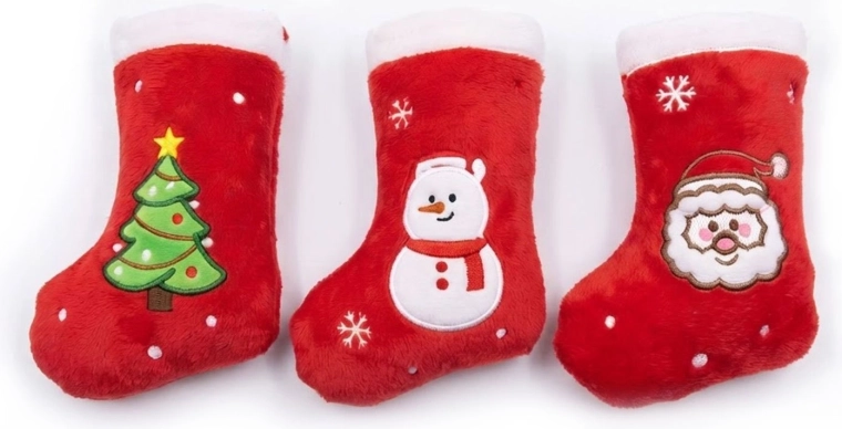 Kerstpluchen piepend hondenspeelgoed in de vorm van een laars - 1 stuk
