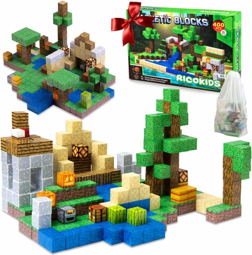 Ricokids magnetische bouwblokken met pixelmotieven, 400 onderdelen