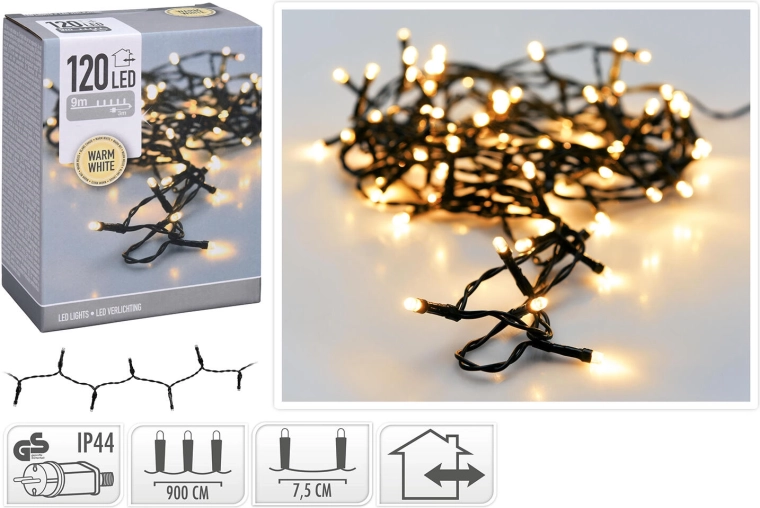 Kerstlichtsnoer voor buiten 9 m 120 LED warm wit