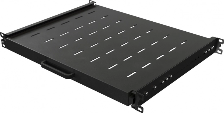Uitschuifbare legplank voor 19" rack 1U, diepte 350 mm, zwart