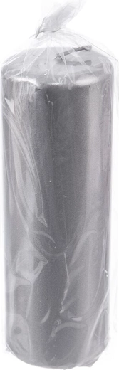 Zilverkleurige stompkaars 6 × 12 cm