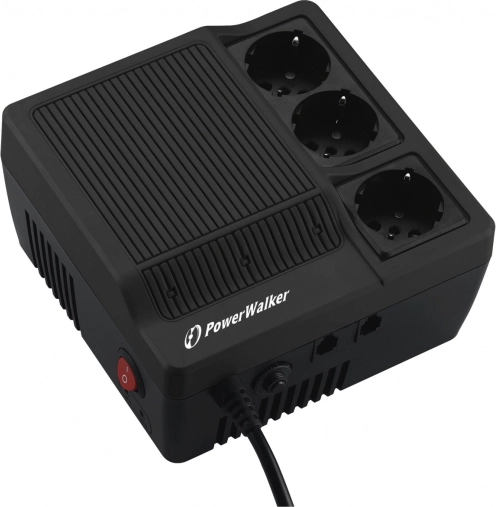 Spanningsstabilisator POWERWALKER 600 VA met AVR en LED, 3 stopcontacten