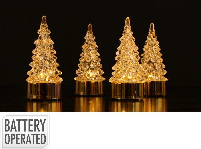 LED-kerstdecoratie boompje 9 cm, 4 stuks