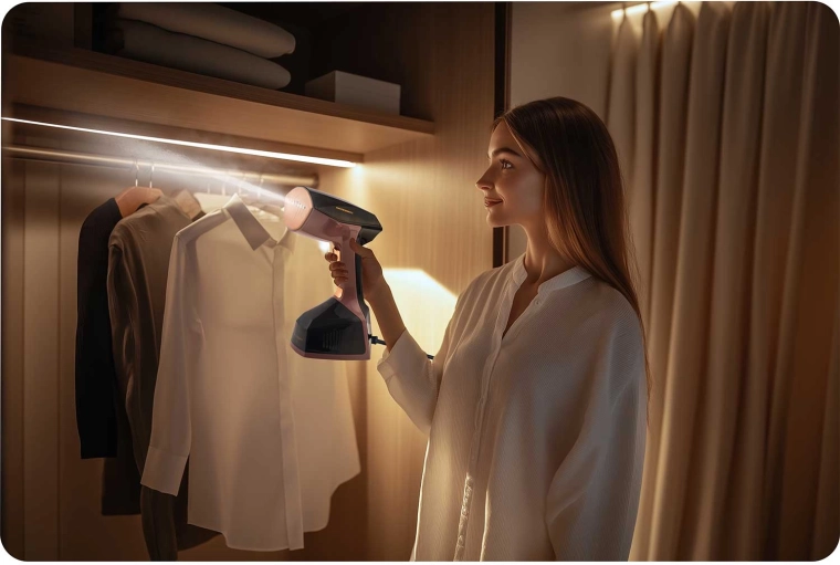 Comfortabel verticaal en horizontaal stomen