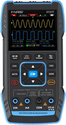 FNIRSI 2C53T draagbare oscilloscoop, multimeter en signaalgenerator 3-in-1