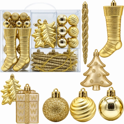 Onbreekbare kerstboomversieringen, set van 38 stuks