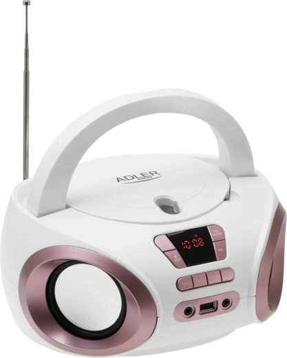Draagbare boombox met cd en mp3 adler ad 1181 wit koperkleurig