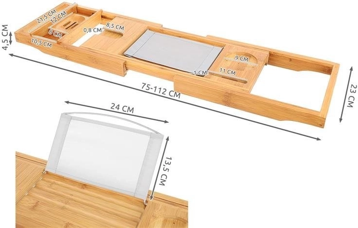 Uitschuifbare plank voor de meeste badkuipen