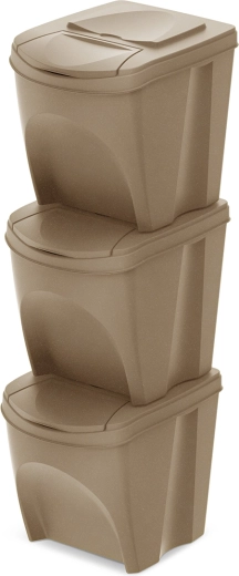Set sorteerbakken Sortibox Eco Wood 3×25 l, naturo
