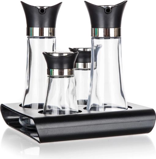 Set kruidenpotjes Banquet Excellent 60 en 110 ml, zwart - 5 stuks