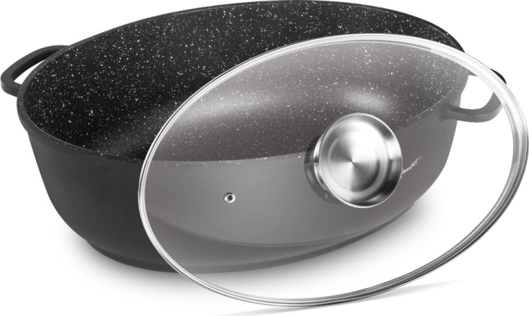 Lamart ovale braadpan met glazen deksel 8 l