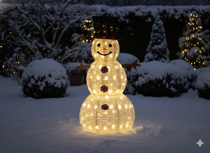 Kerst-LED-sneeuwpop 1,5 m, 120 LED's, warm wit, voor binnen en buiten