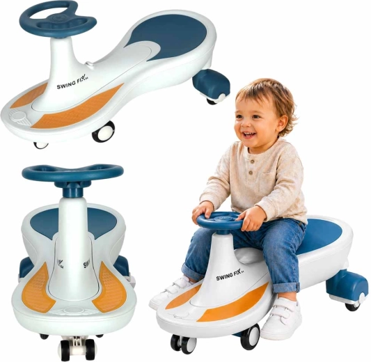 Graviteitsloopfiets voor kinderen Swing Fix S4 met LED-wielen en muziek – Blauw-wit
