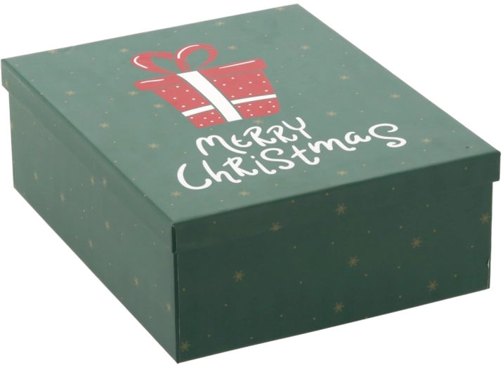 Groene kerstcadeaudoos Merry Christmas 25 × 19 × 7 cm