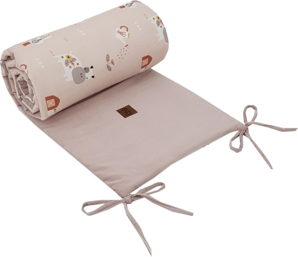 EKO bedbumper voor ledikant Velvet My farm powder pink 180 × 35 cm