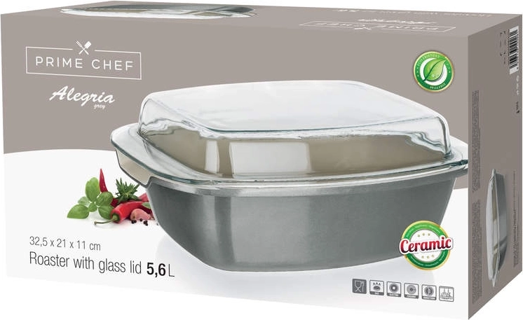 braadslede Prime Chef Alegria 5,6 l met glazen deksel