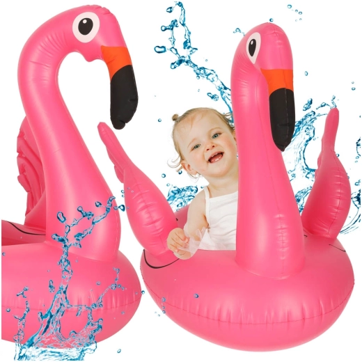 Opblaasbaar kinderzitje voor in het water Flamingo