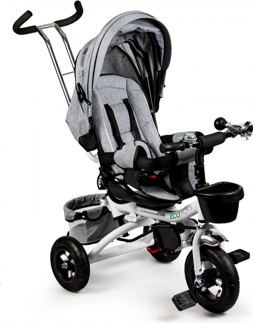Ecotoys kinderdriewieler met 360° draaibare zitting en luifel – grijs