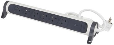 Beveiligde verlengkabel 6x2PZ 1,5 m wit-zwart