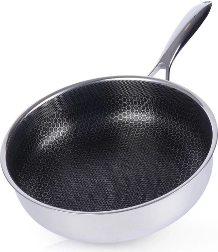 Diepe roestvrijstalen pan COOKCELL 26 cm met antiaanbaklaag