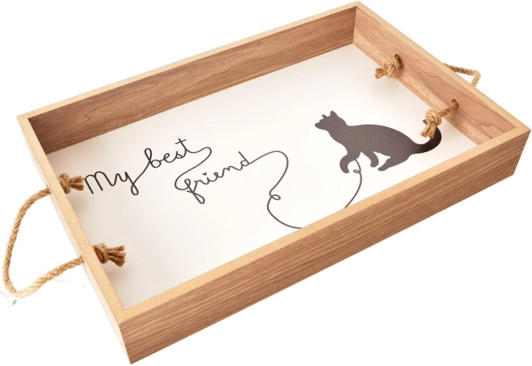 Houten serveerblad Lovely Cat 38 × 25 cm
