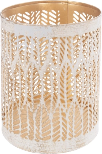 Metalen kandelaar Leaf beige-goud 12 cm