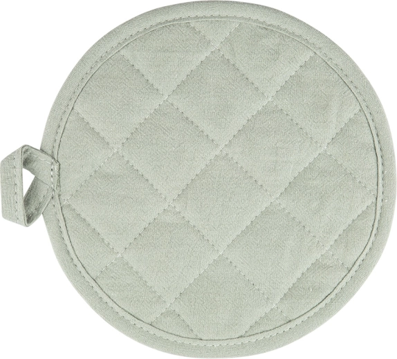 Keukengreep/pannenlap rond Ø 18 cm katoen saliegroen