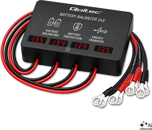 Spanningsbalancer 48 V voor accu’s 4× 12 V 10 A met LED-display