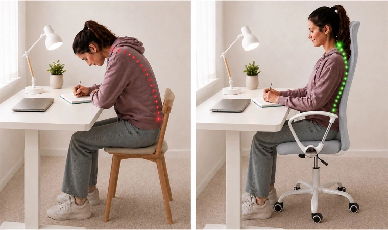 Ergonomische rugondersteuning voor een juiste lichaamshouding