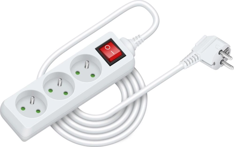 Retlux-verlengsnoer met schakelaar, 3 stopcontacten, 3 m