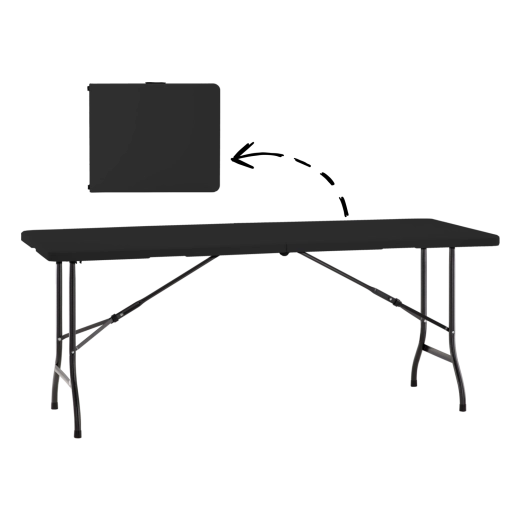 Opvouwbare camping- en cateringtafel 180 × 70 × 74 cm zwart