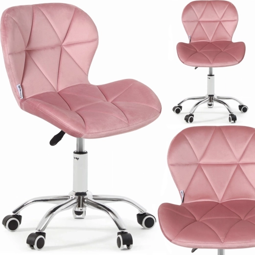 Bauerkraft kinder draaibare bureaustoel van velours roze