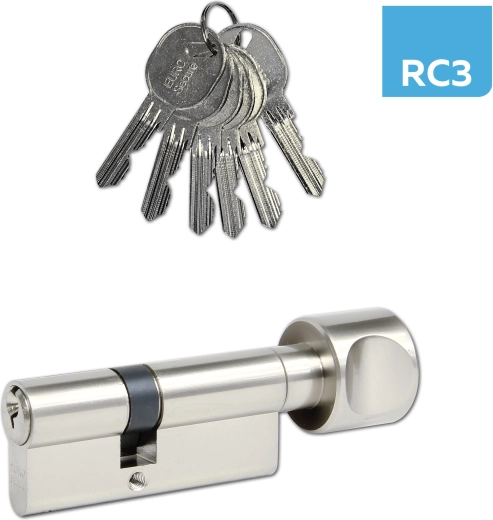 Cilinderslot met knop 30/35, 6 sleutels, nikkel, klasse RC3 RICHTER