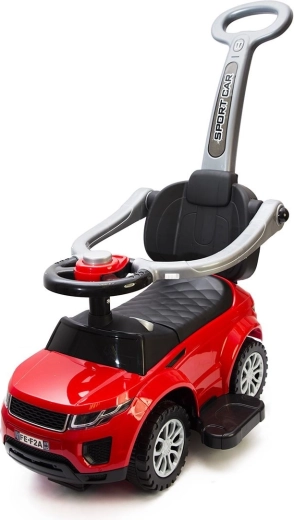 Kinderloopauto auto 2-in-1 met claxon en duwstang – rood