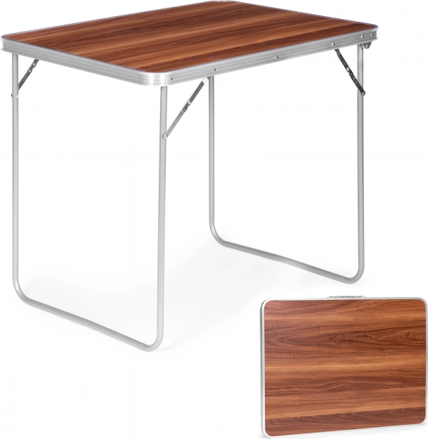 Opvouwbare kampeertafel 80 × 60 cm met houtlook
