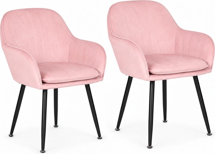ModernHome set van 2 gestoffeerde fluwelen stoelen in roze