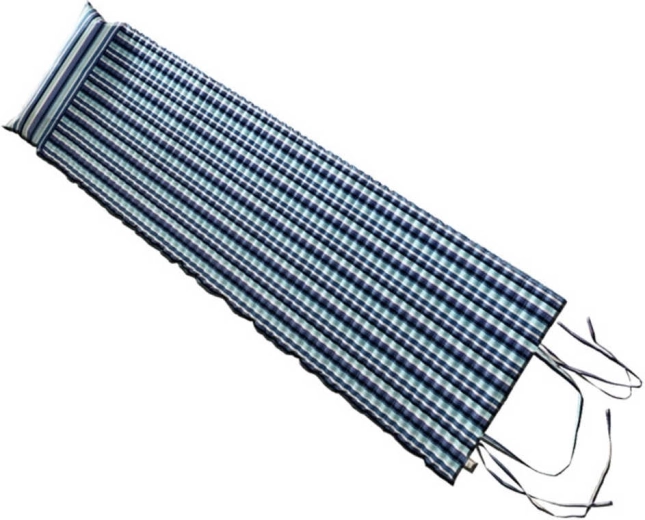 ACRA oprolbaar strandligbed met hoofdkussen 184 × 55 cm, blauw gestreept