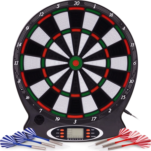 Elektronisch dartbord met LCD, 38 cm, 18 spellen, set met 6 darts