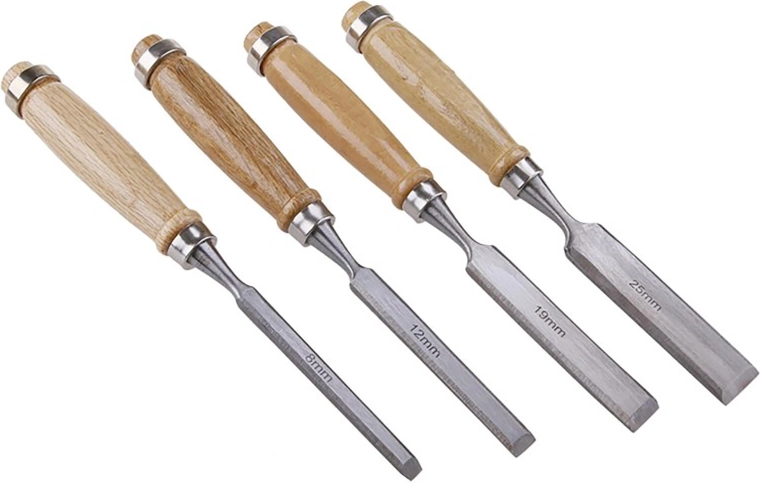 Set beitels met beukenhouten handvat - 4 stuks