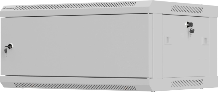 Wandgemonteerde 19" rackkast 4U 600 × 450 mm, grijs, metalen deur, LANBERG WF01 (flat pack)