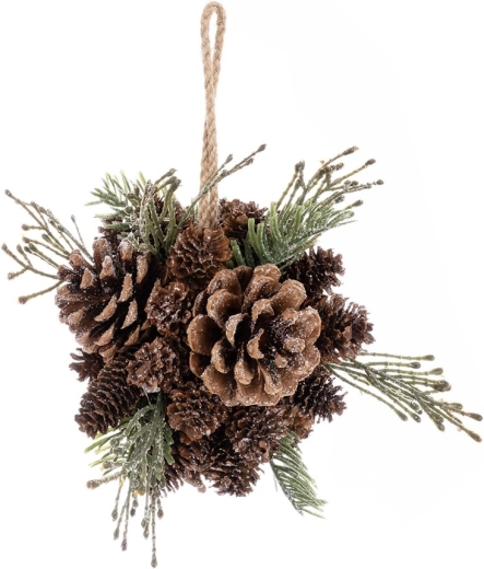 Decoratieve hangbal met dennenappelreliëf 12 cm