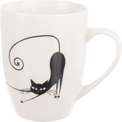 Porseleinen mok met kattenmotief wit/zwart 370 ml