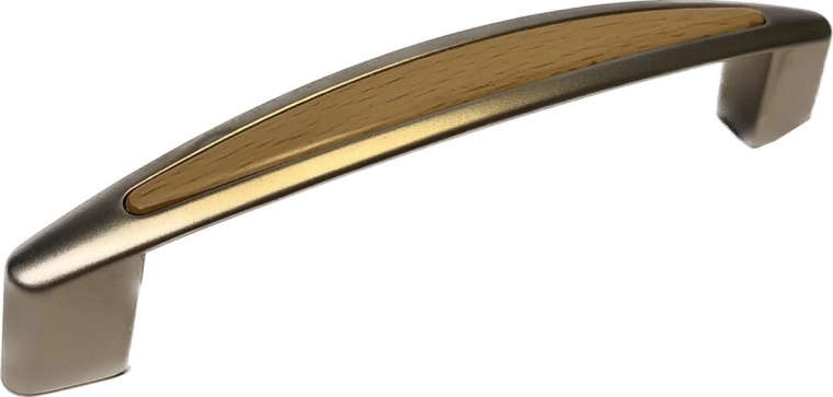 Handgreep Fatima 96 mm nikkel mat/beuken