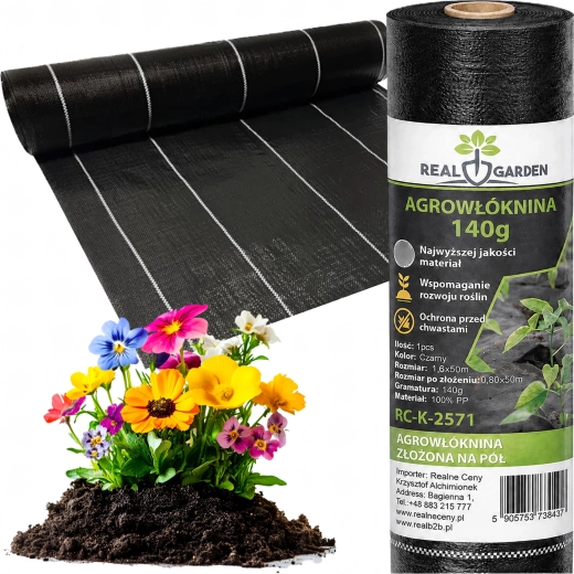 Zwarte UV-agrotextiel tegen onkruid 140 g/m² 1,6 × 50 m