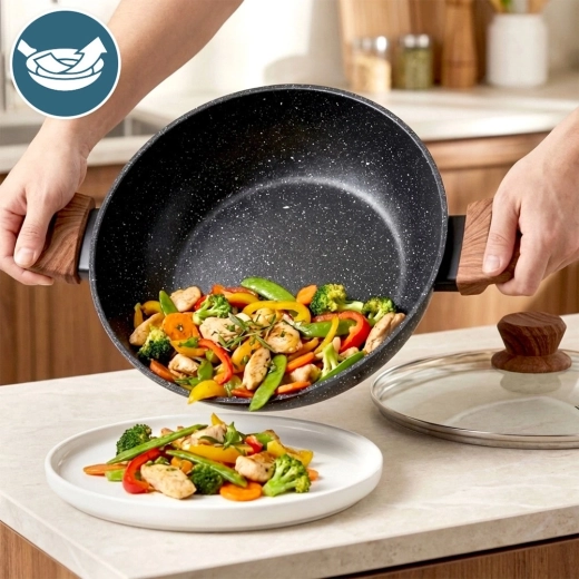 Comfortabele soft-touch handgrepen in houtlook