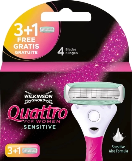 Wilkinson Quattro for Women Sensitive vervangende scheerkopjes 3+1