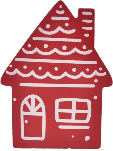 Houten decoratief huisje rood/wit 15 cm