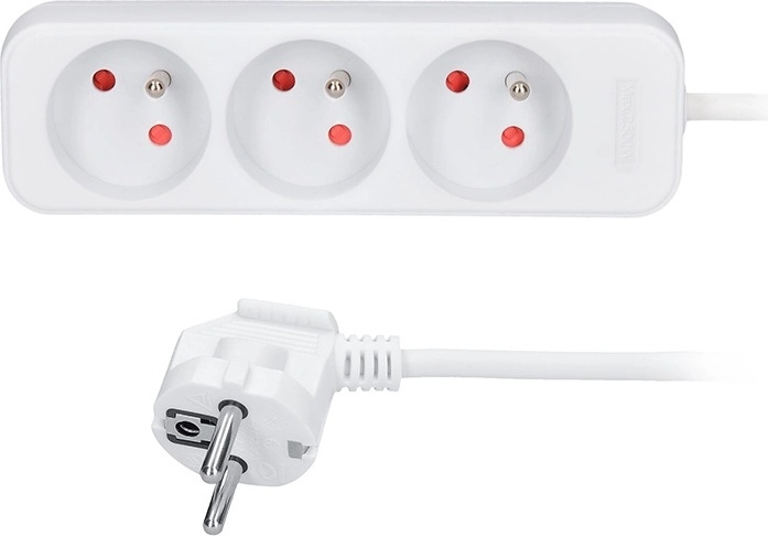 Solight verlengsnoer met 3 stopcontacten, 2 m, wit