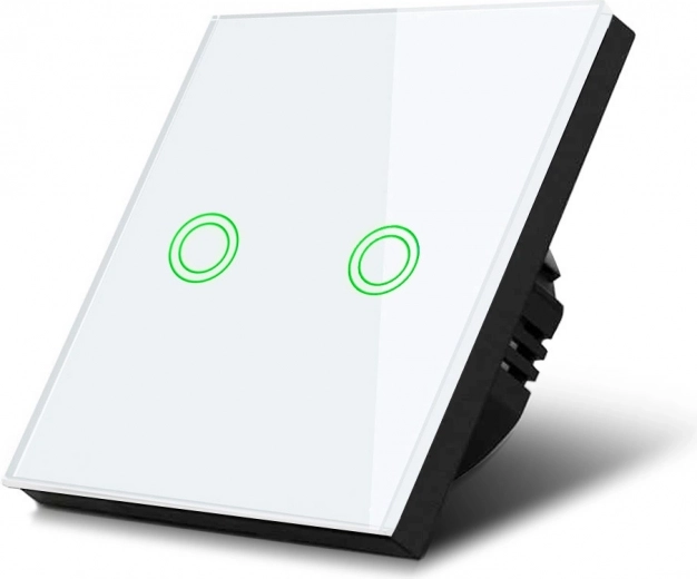 Maclean dubbele touch-lichtschakelaar met glazen paneel, wit