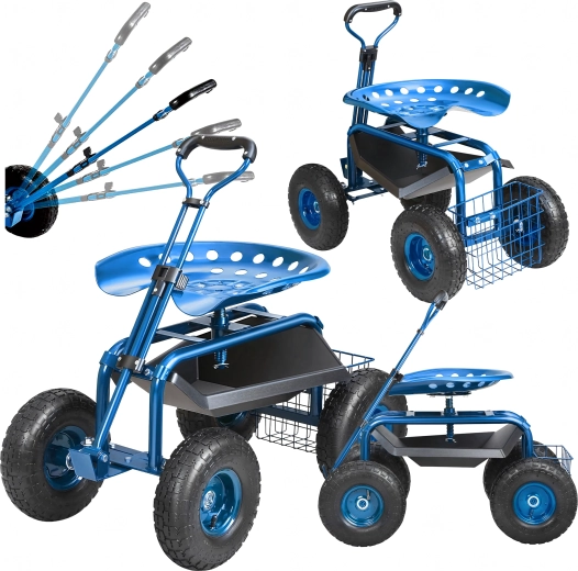 Tuinwagen met 360° draaibare zitting en mand